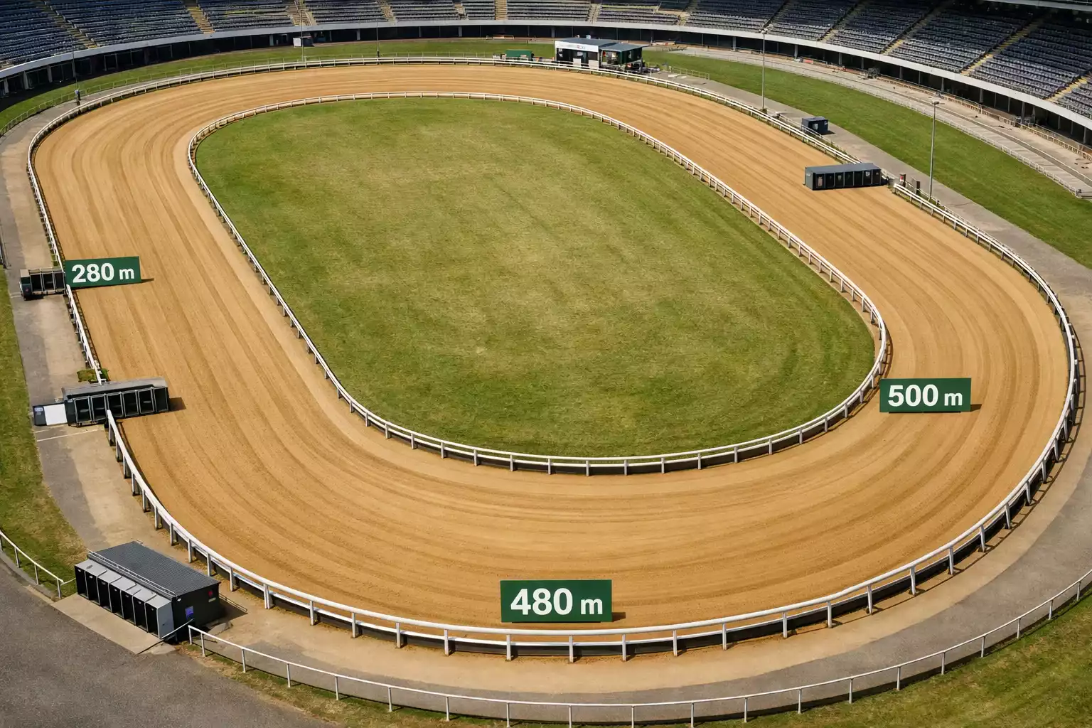 Sheffield Owlerton sand track showing race distance markers
